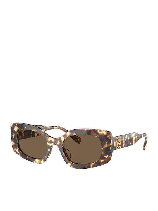 Tory Burch Damen Sonnenbrille mit Braun Schildkröte Kunststoff Gestell und Braun Linse TY7202U-199573