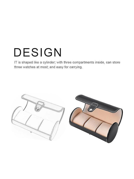 HuiXin Leather Case for 3 watches in Black color HX-070