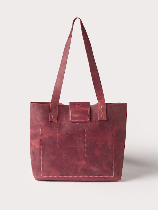 Toya Leder Damen Tasche Shopper Schulter Rot