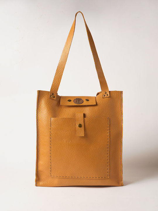 Leder Damentasche Schultertasche Gelb