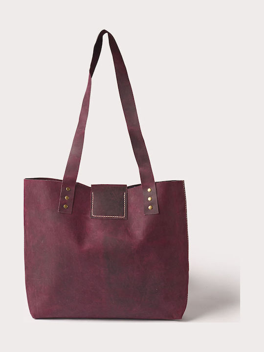 Leather Women's Bag Shopper Shoulder Purple
