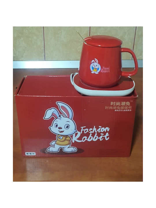 Rabbit Cană Ceramică Roșie 350ml