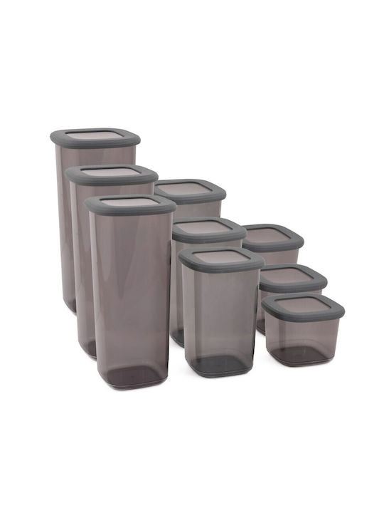 Hermia Set 9Stück Allgemeine Verwendung Glasgefäße mit Kunststoffverschluss Transparent 550ml