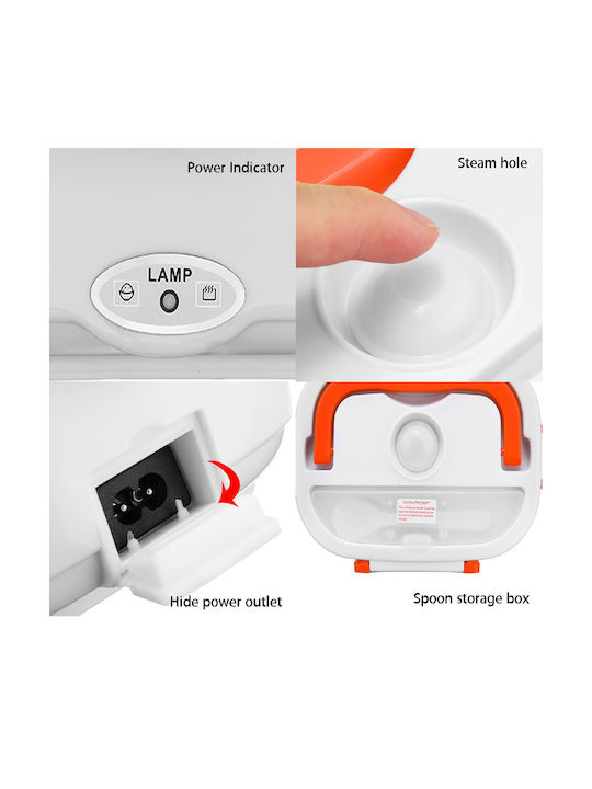 Plastic Electric Lunch Box DS-203041 Orange 1050ml