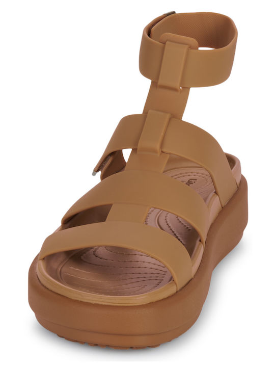 Brooklyn Luxe Women's Flat Sandals Gladiator in Brown Color