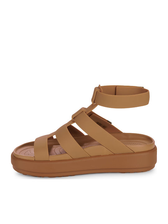 Brooklyn Luxe Women's Flat Sandals Gladiator in Brown Color