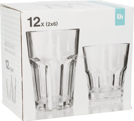 Excellent Houseware Σετ Ποτήρια Νερού από Γυαλί 250ml 12τμχ