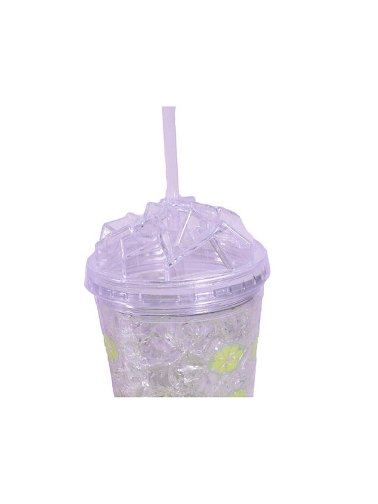 SP Souliotis Glass made of Plastic in Green Color with straw 450ml