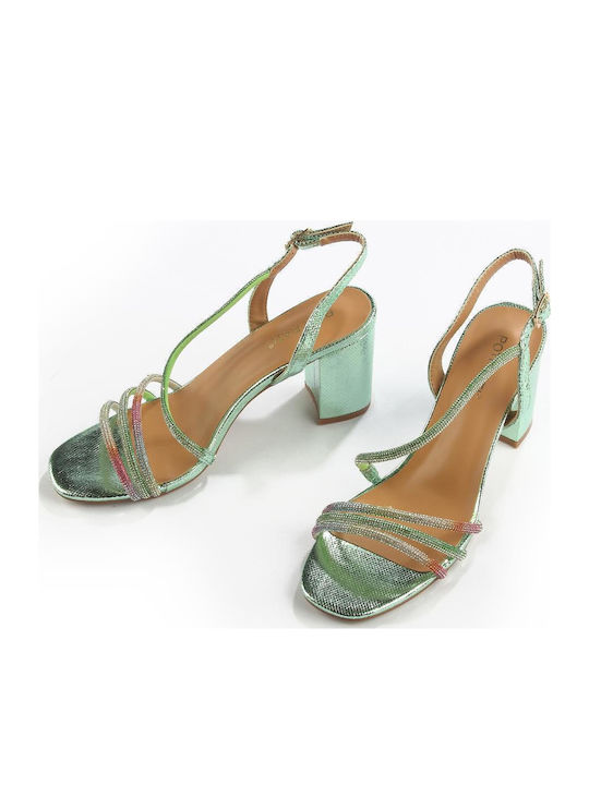 Sandalen mit Strass Grün