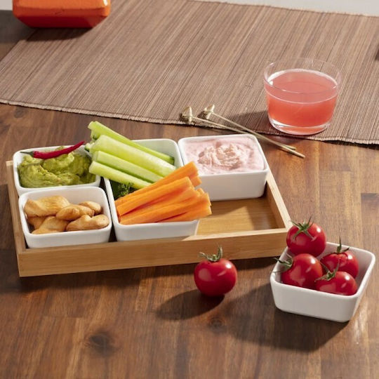 Atmosphera Dessert Turm Ständer & Tabletts 5 Stufen mit Basis aus Porzellan Weiß Ø28xY4.2cm Π18.8xΜ28xΥ4.2cm 6 Stück
