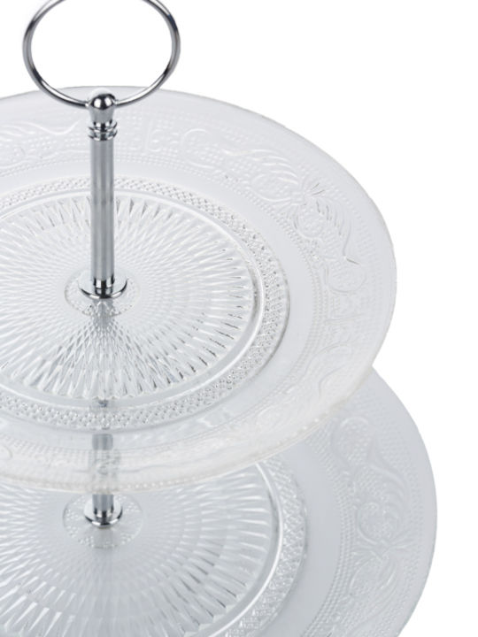 General Trade Glass Tiered Appetizer Stand 2 Tiers White Ø18cm W23xL25cm