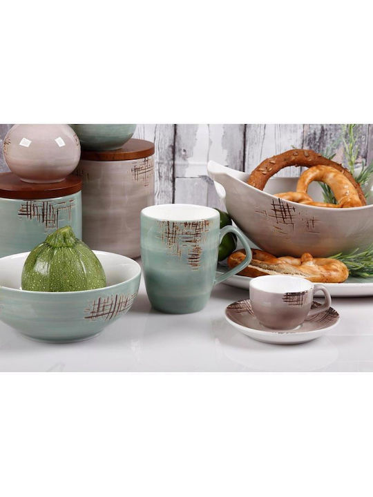 Cryspo Trio Porcelain Dessert Tower Stand with 2 Tiers Country Mix Green Ø26.5cmxY23cm
