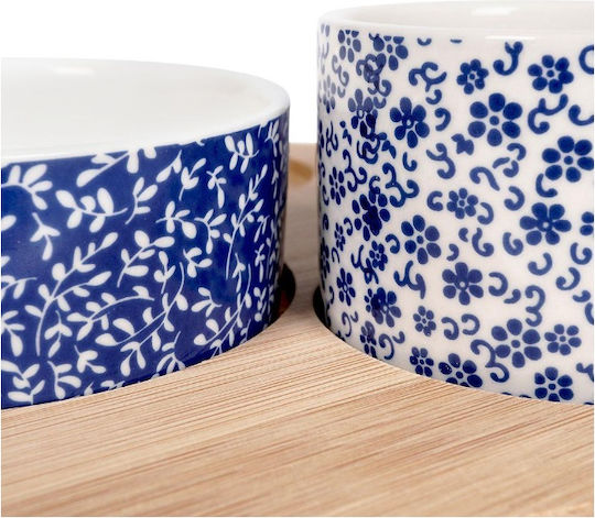Zaros Ceramică Platou pentru aperitive 4 sloturi cu Suport Albă 5buc