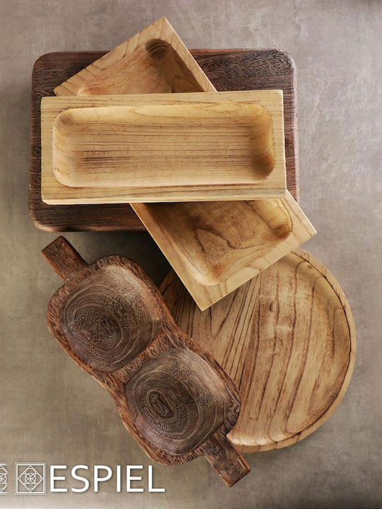 Espiel Wooden Dessert Divided Serving Plate with 2 Slots Brown 40.5x15x4cm
