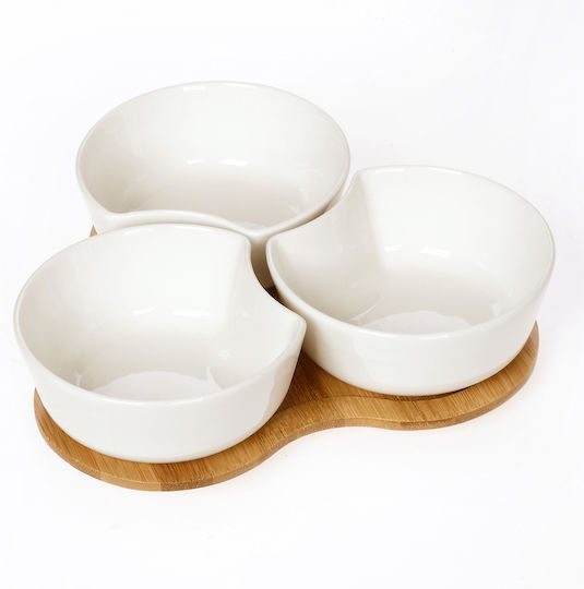Cryspo Trio Lotos Porzellan Ordnungshüter 3 Schlitze mit Basis Weiß Ø21xH21cm W21xL21xH21cm 3Stück