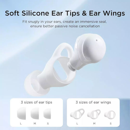 Joyroom JR-TS2 Sleep In-ear Bluetooth Handsfree Ακουστικά με Θήκη Φόρτισης Λευκά