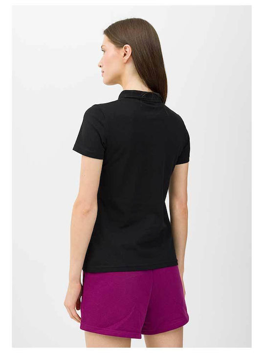4F Women's Athletic Polo Blouse Short Sleeve Black