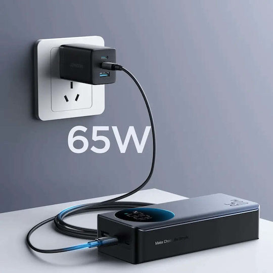 Joyroom JR-PBF05 Външна Батерия 30000mAh 65W с USB-A Изходен Порт и 2 USB-C Изходни Порта Power Delivery Бързо Зареждане PPS Черна