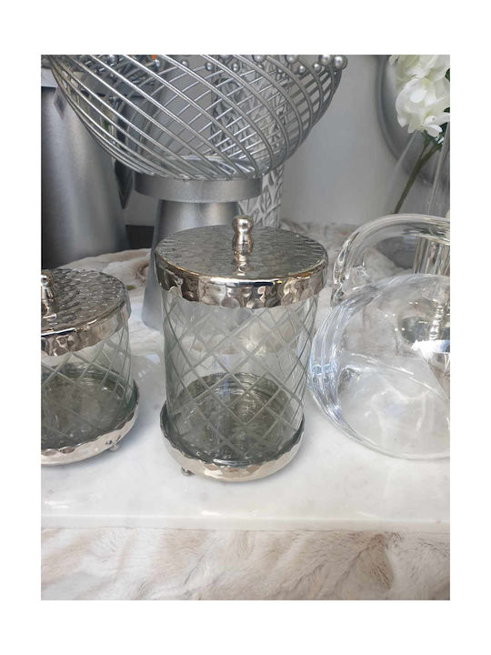 Iliadis Vase General Use with Lid & Base Glass Transparent 11x11x18cm