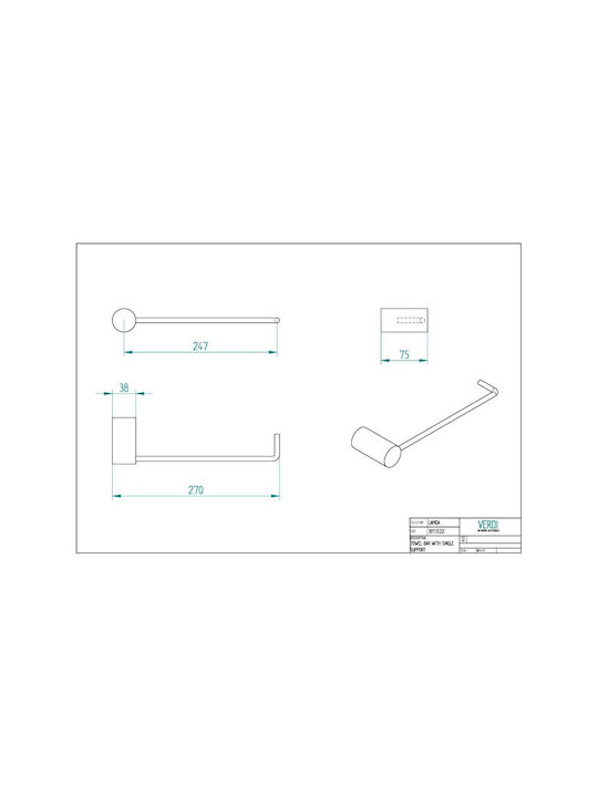 Verdi Lamda Single Wall-Mounted Bathroom Ring Silver