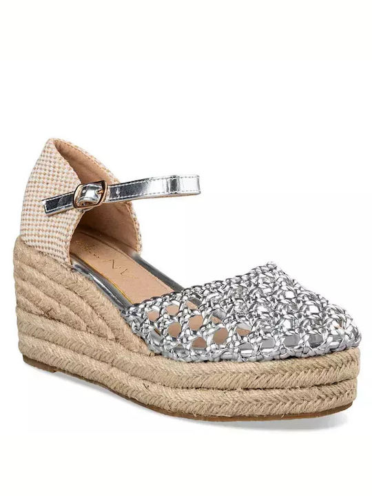 Envie Shoes Women's Fabric Platform Espadrilles Silver