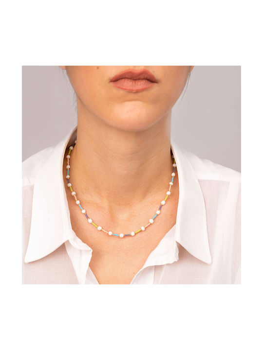 Makramee-Halskette Boho Excite Mode Schmuck Weiß Große Perlen Trimmed Kleinere Lila Grün Türkis Rosa Gold Perlen N-110432-55