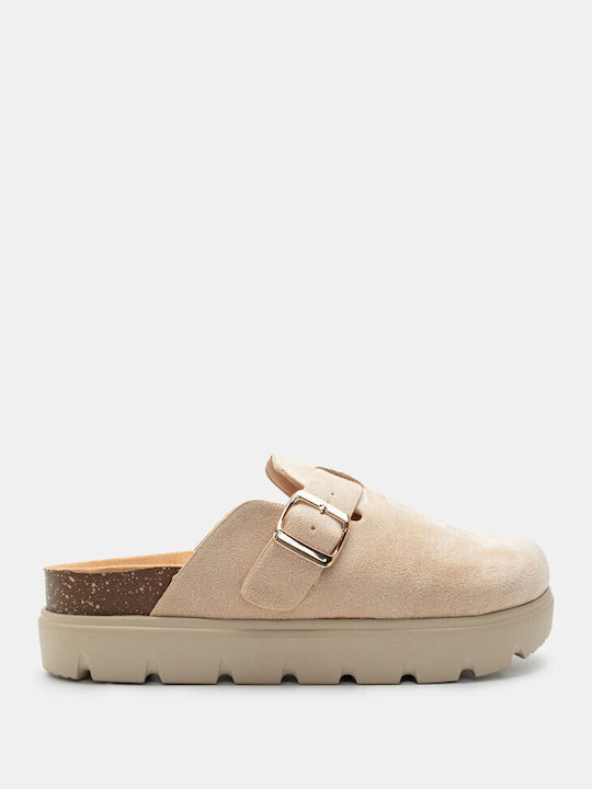 Luigi Flat Mules Beige