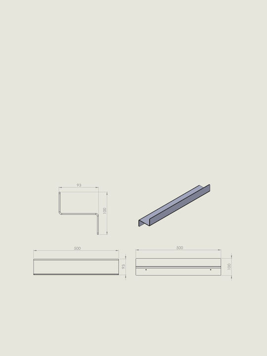 Verdi Wall Mounted Bathroom Shelf Metallic 50x9x10cm Black