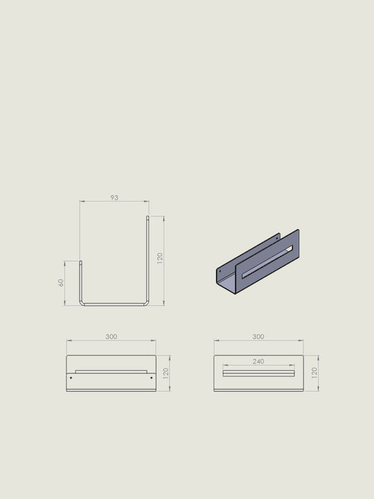 Verdi Wall Mounted Bathroom Shelf Metallic 30x9x12cm Black