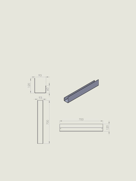 Verdi Wall Mounted Bathroom Shelf Metallic 70x9x12cm Black
