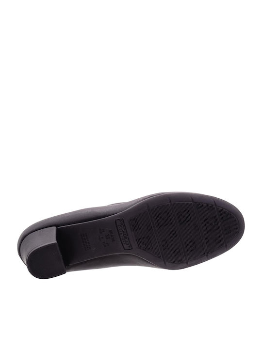 Anatomic Leather Black Medium Heels