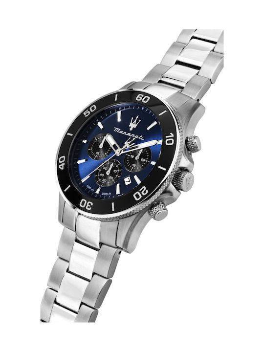 Maserati Competizione Ανδρικό Ρολόι 43mm Χρονογράφος Μπαταρίας με Ασημί / Ασημί Μεταλλικό Μπρασελέ
