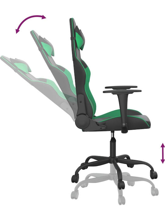vidaXL 345402 Καρέκλα Gaming Δερματίνης με Ρυθμιζόμενα Μπράτσα Μαύρο / Πράσινο