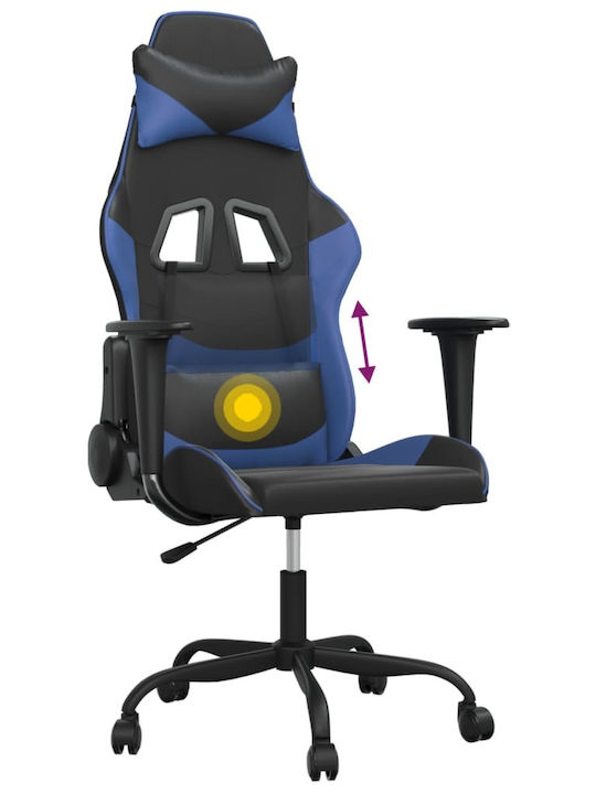 vidaXL 345399 Καρέκλα Gaming Δερματίνης με Ρυθμιζόμενα Μπράτσα Μαύρο / Μπλε
