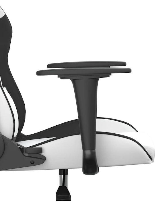 vidaXL 345409 Καρέκλα Gaming Δερματίνης με Ρυθμιζόμενα Μπράτσα Λευκό / Μαύρο