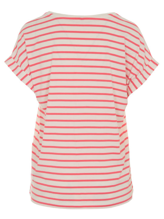 Only Women's T-shirt with V Neckline Coral
