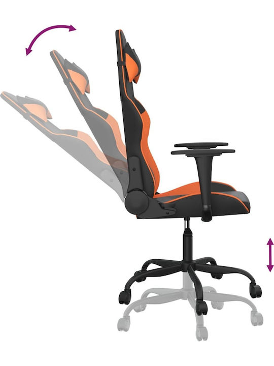 vidaXL 3143647 Καρέκλα Gaming Δερματίνης με Ρυθμιζόμενα Μπράτσα Μαύρο / Πορτοκαλί