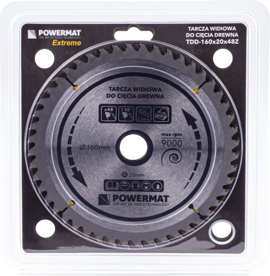 Powermat Δίσκος Κοπής Ξύλου με 48 Δόντια 160mm