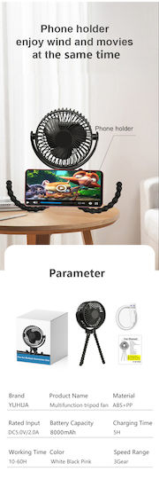 Yuhua Ventilator USB 7W Schwarzes