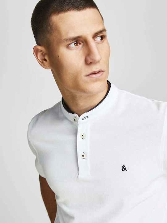 Jack & Jones Bluza Sportivă pentru Bărbați cu Mânecă Scurtă Polo Alb 12199711