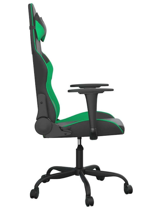 vidaXL 3143644 Καρέκλα Gaming Δερματίνης με Ρυθμιζόμενα Μπράτσα Μαύρο / Πράσινο