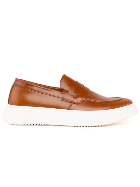 Δερμάτινα Ανδρικά Loafers σε Ταμπά Χρώμα