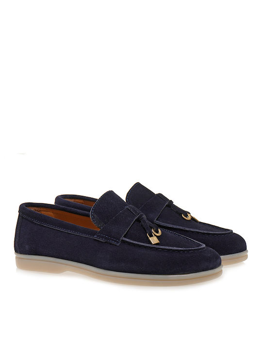 JK London Δερμάτινα Γυναικεία Loafers σε Μπλε Χρώμα