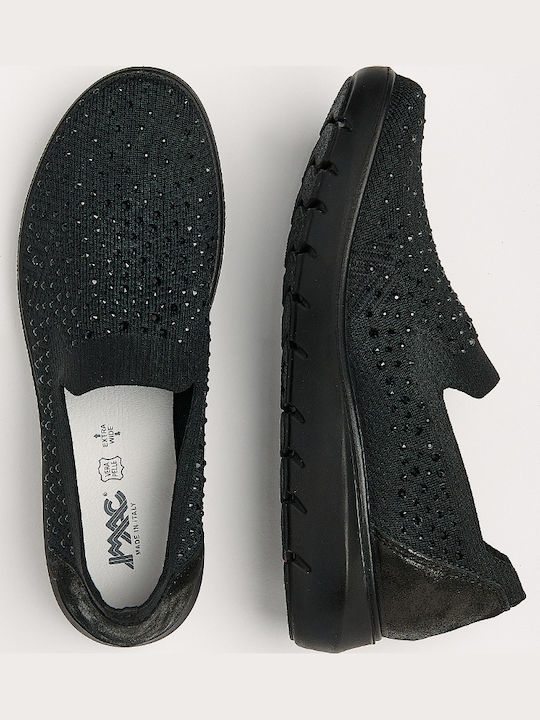 Leder Damen Loafers in Schwarz Farbe