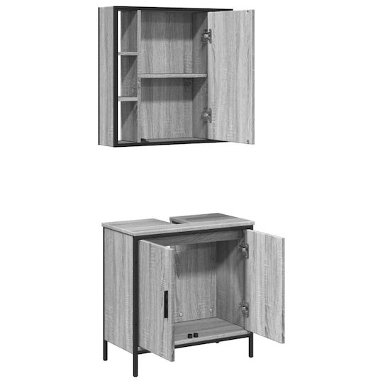 vidaXL Πάγκος χωρίς Νιπτήρα με Καθρέπτη Μ60xΒ16xΥ60cm Γκρι