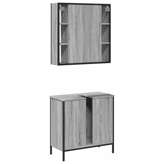 vidaXL Πάγκος χωρίς Νιπτήρα με Καθρέπτη Μ60xΒ16xΥ60cm Γκρι