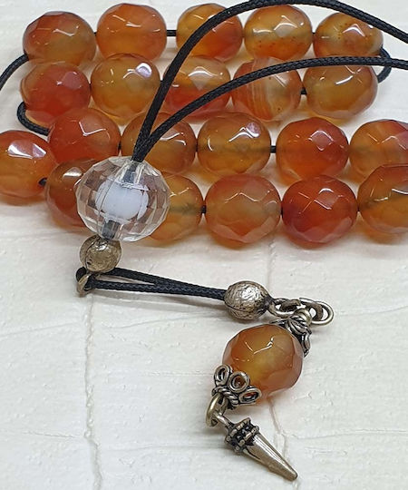 Roloi Komboloi Agate Worry Beads Brown 29cm