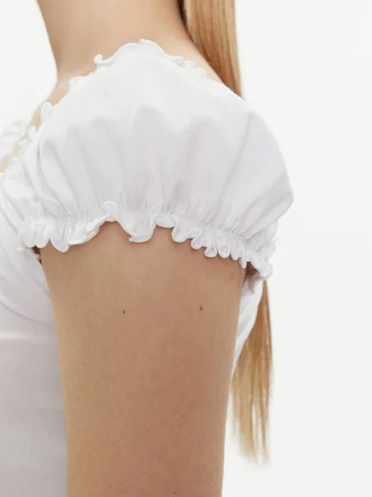 Γυναικεία Μπλούζα Βαμβακερή Off-Shoulder Λευκό