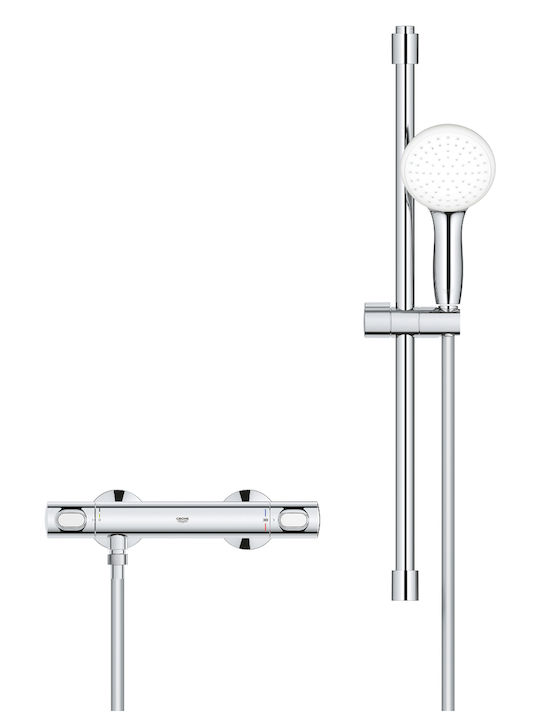 Grohe Grohtherm 500 Термостатичен Душ Миксер Пълен Комплект Сребрист