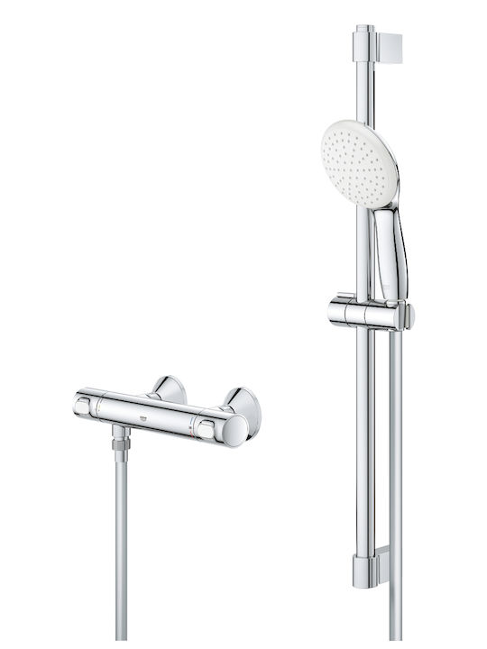Grohe Grohtherm 500 Термостатичен Душ Миксер Пълен Комплект Сребрист